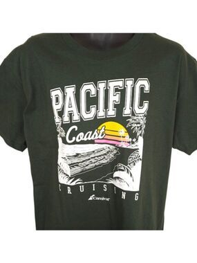 Pacific Coast Cruising T Shirt Mens Size Large Green Carnival Cruises